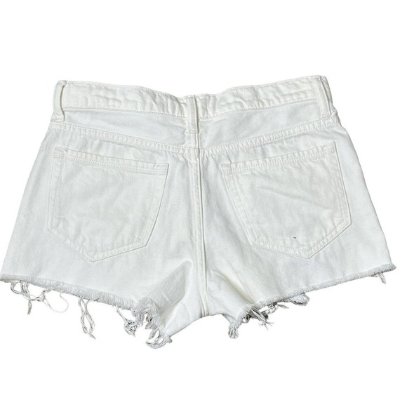 CJLA Carly Jean Los Angeles White Denim Shorts S Distressed Raw Hem Button Fly - Picture 4 of 8